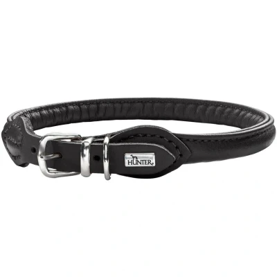 Abbildung von HUNTER Round &amp; Soft Hundehalsband, Leder, Nappa, rundgenäht, weich, 40 (S), schwarz