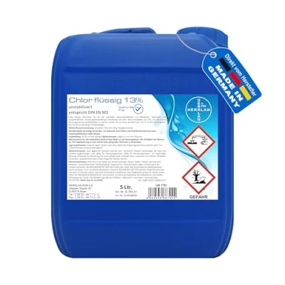 Abbildung von HERRLAN Poolpflege Chlor flüssig, (5 Liter, UNSTABILISIERT mit 13% Aktivchlorgehalt)