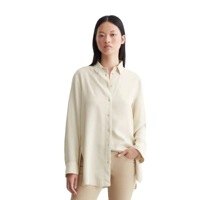 Abbildung von Marc O&#039;Polo LONG Shape Straight HEM WITH Slits Solid Hemdbluse, Damen, Größe: 32, Stony sand