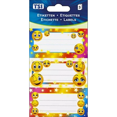 Abbildung von TSI Mehrzweck Etiketten &quot;SMILEY&quot;, Druck auf Papier, Inhalt: 3 Blatt á (= 9 Etiketten), Art. Nr. 55395