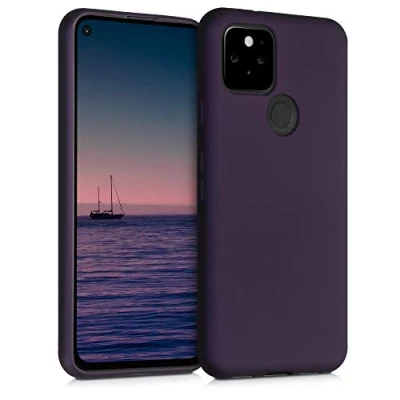 Abbildung von kwmobile Case kompatibel mit Google Pixel 5 Hülle Schutzhülle aus Silikon metallisch schimmernd Handyhülle Metallic Brombeere