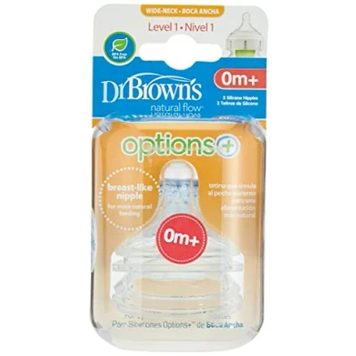 Abbildung von Dr Browns WN1201 INTL Level 1 Weithals Silikon Nippel, 2 Stück