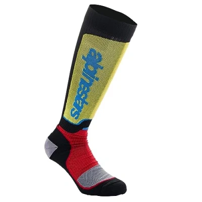 Abbildung von Alpinestars Unisex Plus Technische Socken MX, Black Red Light Blue, L