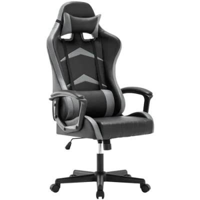 Abbildung von IntimaTe WM Heart Gaming Stuhl, Bürostuhl mit Verstellbarem Kopfkissen und Lendenkissen, Ergonomischer Schreibtischstuhl, Racingstuhl Hoher Rückenlehne, 52 x 49 130cm (Grau)