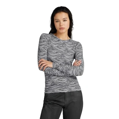 Abbildung von g Star zed Allover SLIM Langarmshirt, Damen, Größe: XS, Grey asphalt
