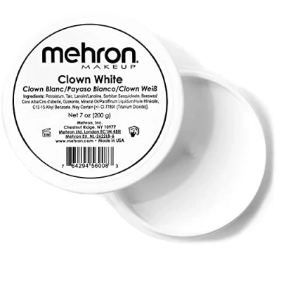 Abbildung von Mehron Clown White Professionelles Creme Make up für Gesichtsbemalung Weißes Gesichtsmake Halloween (200 g)
