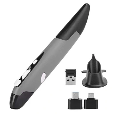 Abbildung von Cuifati Computer Stift Maus, USB Stylus PC Teile Drahtlose Typ Personalisierte Innovative vertikale, ergonomische Maus für Windows/Android/Linux/OS X.(Grau)