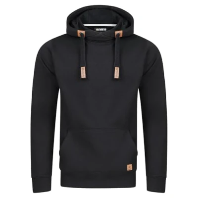 Abbildung von riverso Hoodie Herren Regular Fit RIVNiklas Kapuzenpullover Pullover Cross Over Kragen Schwarz L (L, Black (BJD))