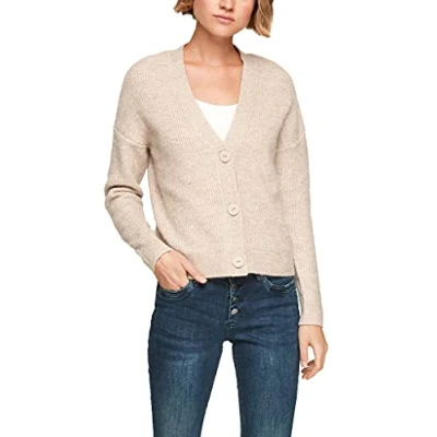 Abbildung von QS by s.Oliver Strickjacke, Damen, Größe: XXL, Beige melange