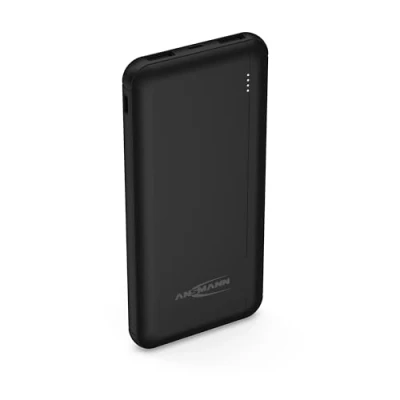 Abbildung von Ansmann Powerbank 10000mAh 2 Port Power Bank mit LED Statusanzeige externer Akku 2.1A, tragbares Ladegerät kompatibel Apple iPhone iPad Samsung Huawei Xiaomi Schwarz
