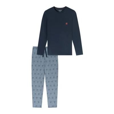 Abbildung von Schiesser Herren Schlafanzug lang Rundhals 95/5 Nightwear Pyjamaset, Nachtblau_182610, 48