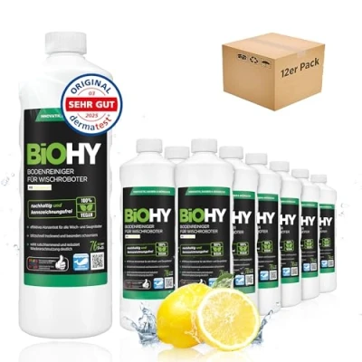 Abbildung von BiOHY Bodenreiniger Für Wischroboter (12 x 1 Liter) Reinigungsmittel Konzentrat alle Wisch &amp; Saugroboter mit Nass Funktion Schaumarm Streifenfrei Böden