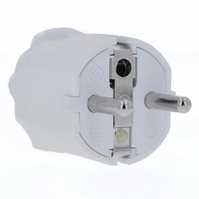 Abbildung von as Schwabe PVC Stecker Schutzkontaktstecker mit doppeltem Schutzkontakt Anschluss Leitungen bis max. 1,5mm² 230V 16A IP20 Weiß, 62221