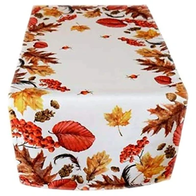 Abbildung von texpot Tischdecke Motiv Blätter Creme Weiß Beige Bunt Herbst, bedruckt