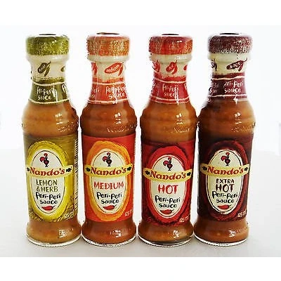 Abbildung von Nandos Peri Sauces 125ml Lemon &amp; Herb (Mild), Medium, Hot AND Extra Sauce. by N/A