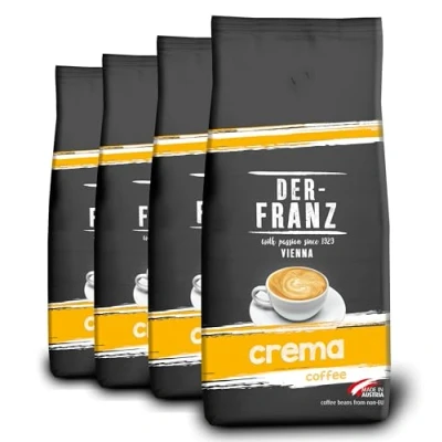 Abbildung von DER FRANZ Kaffee Crema, Intensität 4/5, 100% Arabica, ganze Kaffeebohnen, 4 x 1000 g