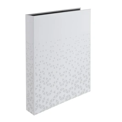 Abbildung von HERMA Ringbücher A4 Weiß Set, 12 Stück, schmal, 4 Ringe, 46 mm breit, Ringordner mit veredeltem Dreieck Muster und Softtouch Oberfläche, Hardcover Ordner für Fotohüllen Prospekthüllen Sammelhüllen
