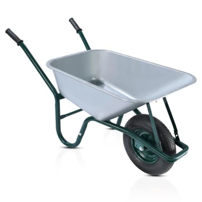 Abbildung von 2mGoods Schubkarre 110L, (mit Luftreifen, Perfekt für Garten, BAU &amp; Landwirtschaft), Gartenkarre 200 kg Tragkraft, verzinkter Stahl, rostfrei stabil