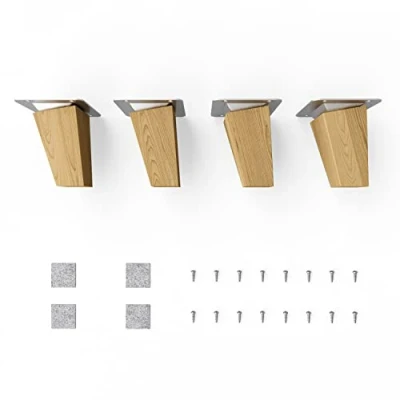 Abbildung von sossai® Möbelfuß Holzfüße Eckig schräge Ausführung Eiche, (4 St), 8cm 71cm