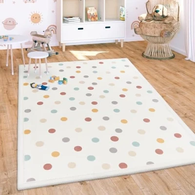 Abbildung von Paco Home Kinderteppich &quot;Emilia 351&quot;, rechteckig, Kurzflor, gepunktet, sehr weicher Flor