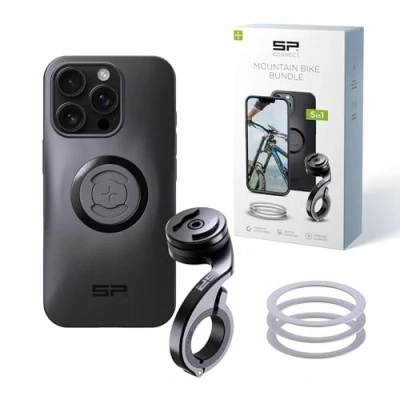 Abbildung von SP CONNECT Mountain Bike Bundle SPC+ kompatibel mit iPhone 16 Pro Handyhalter für Mountainbike MTB Handy Halterung Gadget