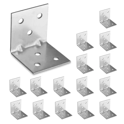 Abbildung von OMIDEAS 15 x Winkelverbinder mit Sicke (40 40 40) Eckwinkel 90 Grad L Klammern Lochwinkel Schwerlast Winkel Holzverbinder Möbelverbinder Stuhl Verbinder Verzinkt