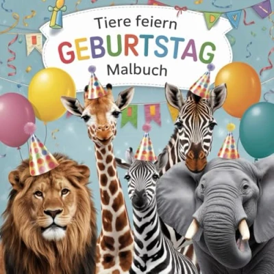 Abbildung von Tiere feiern Geburtstag Malbuch für Kinder mit 100 Seiten zum Ausmalen:
