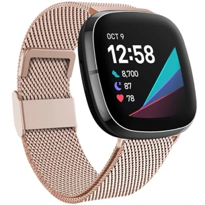Abbildung von Faliogo Kompatibel mit Fitbit Versa 3 Armband/Fitbit 4 Sense Armband, Edelstahl Metall Ersatzband Armband Magnetschloss 4/Versa 3/Sense