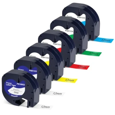 Abbildung von Pristar Schriftband Kompatibel für Dynmo 200B XR LT 100H 100T LT100 H 110T QX50 XM 2000 80 Kunststoff Etikettenband 16951 91221 91222 91223 91224 91225 12mm x 4m