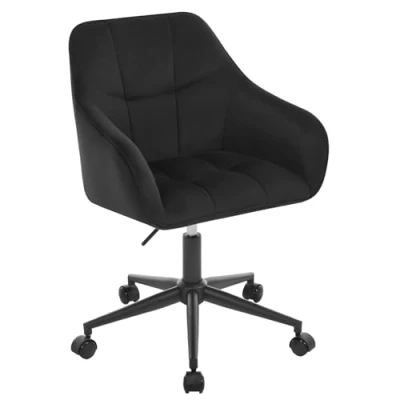 Abbildung von WOLTU Homeoffice Stuhl, Schreibtischstuhl, Drehstuhl, Schminkstuhl, höhenverstellbar, bis 150 kg belastbar, mit Armlehnen Samtsitz, für Schlafzimmer Büro Wohnzimmer, Schwarz BS145sz