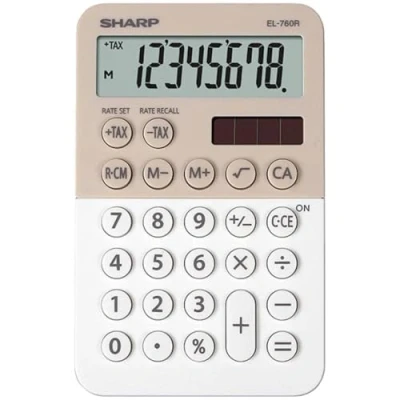 Abbildung von Sharp EL 760 R Taschenrechner, 8 stellig, 3 Tasten Speicher, Solar /Batteriebetrieben, Latte
