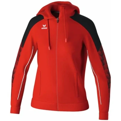Abbildung von Erima Damen EVO STAR Trainingsjacke mit Kapuze (1032432), rot/schwarz, 44