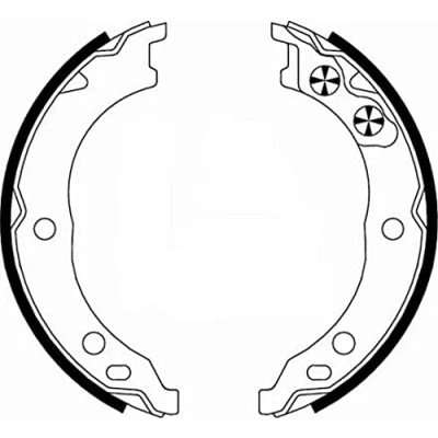 Abbildung von HELLA 8DA 355 050 671 Handbremsbeläge ohne Handbremshebel mit Zubehör PEUGEOT: Boxer Kastenwagen, Bus, FIAT: Ducato II Pritsche/Fahrgestell