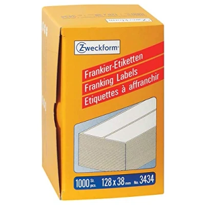 Abbildung von AVERY Zweckform 3434 Frankier Etiketten (Papier matt, 1.000 Etiketten, 128 x 38 mm) 1 Pack weiß