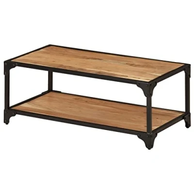 Abbildung von vidaXL Akazienholz Massiv Couchtisch Vintage Stil Beistelltisch Wohnzimmertisch Kaffeetisch Sofatisch Teetisch Tisch Wohnzimmer 90x45x35cm
