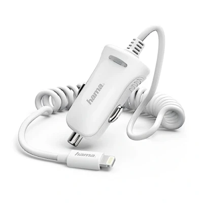 Abbildung von Hama KFZ Schnell Ladekabel Lightning Spiral Kabel Smartphone Ladegerät (Lade Adapter mit Schnellladung, für Apple iPhone iPod etc)