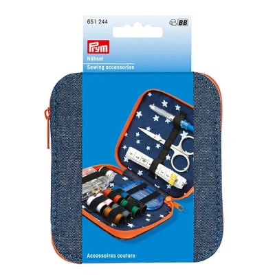 Abbildung von Prym 651244 Nähset Jeans Reißverschluss orange Sewing Kit in Denim Case, Edelstahl, One Size