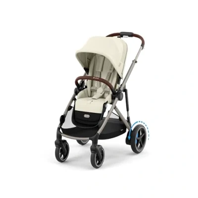 Abbildung von CYBEX Gold Kinderwagen E GAZELLE S, Ab Geburt bis ca. 4 Jahre, Max. 22 kg (Single Modus) / 2x (Duo Modus), All in 1 System mit Antrieb und 20+ Konfigurationen, Seashell Beige