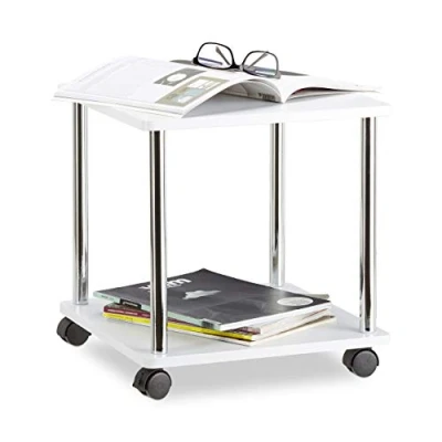 Abbildung von relaxdays Beistelltisch rollbar 2 Etagen, quadratisch