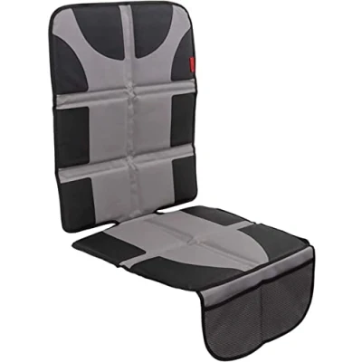 Abbildung von Lusso Gear Universal Autositzschoner Dick Gepolsterte wasserdichte Leder &amp; Stoff Kindersitzunterlage und Haustier Sitzschutz Auto 2 Netztaschen Anti Rutsch Rückseite Ohne Aufdruck (Grau)
