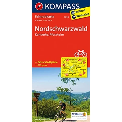 Abbildung von KOMPASS Fahrradkarte 3094 Nordschwarzwald Karlsruhe Pforzheim 1:70.000: reiß und wetterfest