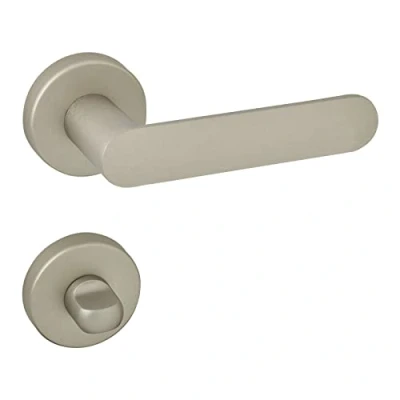 Abbildung von SO TECH® Drückergarnitur Türdrücker SAM Aluminium Oval Rosette, Bad / WC Türen Türgarnitur Edelstahloptik