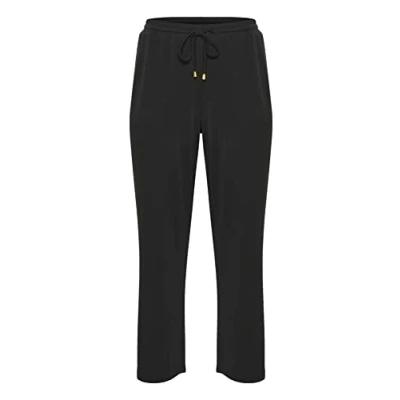 Abbildung von KAFFE CURVE Damen Plus Size Hose Joggers Jersey Loose Elastic Wide Pants, Black Deep, XL Grande Taille