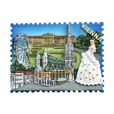 Abbildung von 3D Wien Österreich Kühlschrank Kühlschrankmagnet Tourist Souvenirs Handgemachte Harz Handwerk Magnetische Aufkleber Home Küche Dekoration Reise Geschenk