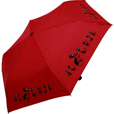 Abbildung von doppler® Taschenregenschirm Super Mini Havanna Damen Katzen, besonders leichter und kleiner Schirm, passt in jede Tasche