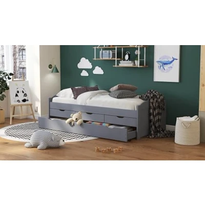 Abbildung von Inter Link Funktionsbett aus Holz in Grau (BxHxT: 205x63x98 cm)