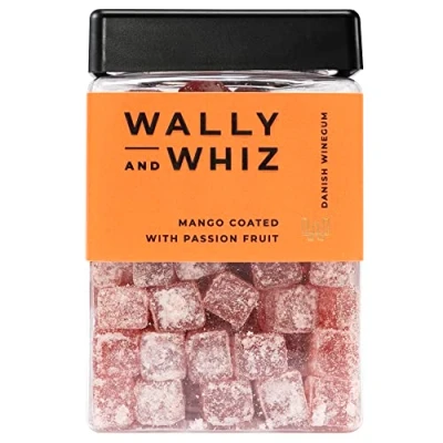 Abbildung von Wally and Whiz Nordic Gourmet Winegums Mango und Passions Geschmack Süßigkeiten Fruchtgummis Vegane Glutenfrei Allergenfrei 240g