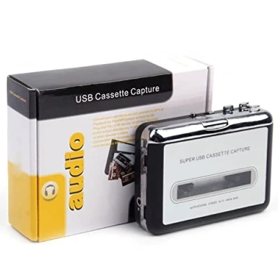 Abbildung von Cuifati USB Kassetten MP3 Konverter , Kassettenkonverter Tragbarer digitaler Bandplayer Erfasst Stereo Audiokassetten /Band zu PC Umschalter mit Kopfhörer
