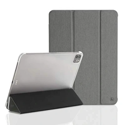 Abbildung von Hama Hülle für iPad Pro 2020 11 Zoll (aufklappbares Case Apple Tablet, Schutz mit Standfunktion, transparente Rückseite, magnetisches Cover Auto Wake/Sleep Funktion) grau