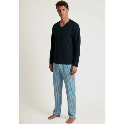Abbildung von Calida LANG Pyjama, Herren, Größe: Small, Dolphin blue